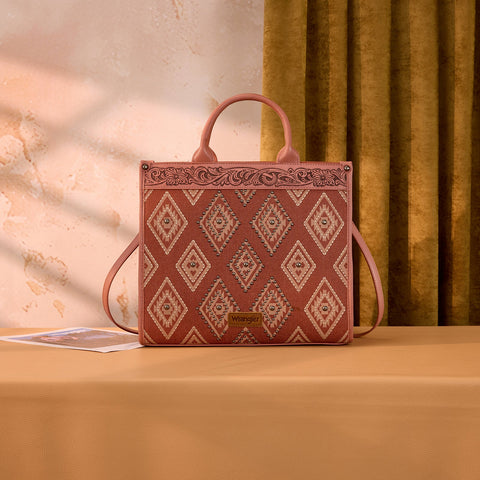 Wrangler Aztec Studded Denim Tote & Crossbody Bag