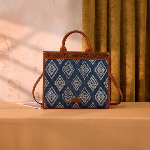 Wrangler Aztec Studded Denim Tote & Crossbody Bag