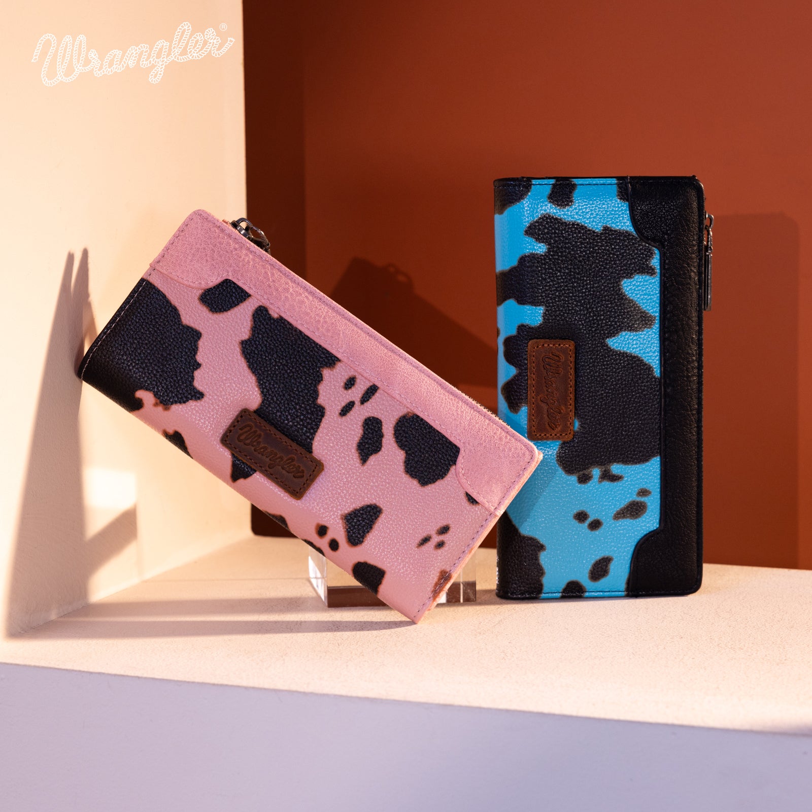 Wrangler Cow Print Zip Wallet