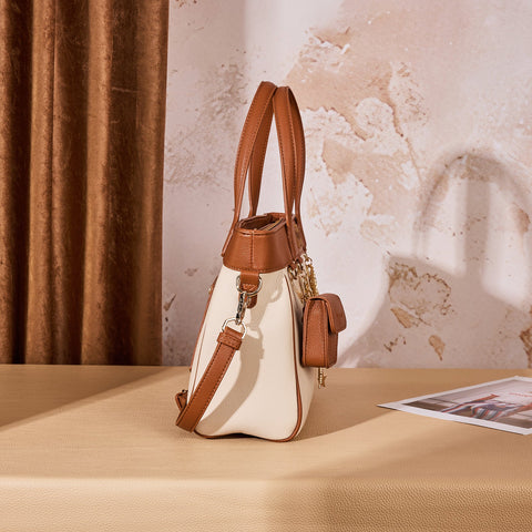 Wrangler Color Block Tote with Chain Charm & Mini Pouch