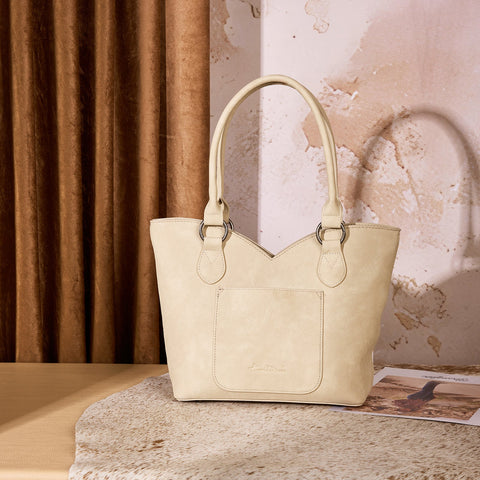 Montana West Tooled & Cowhide Whipstitch Tote Bag
