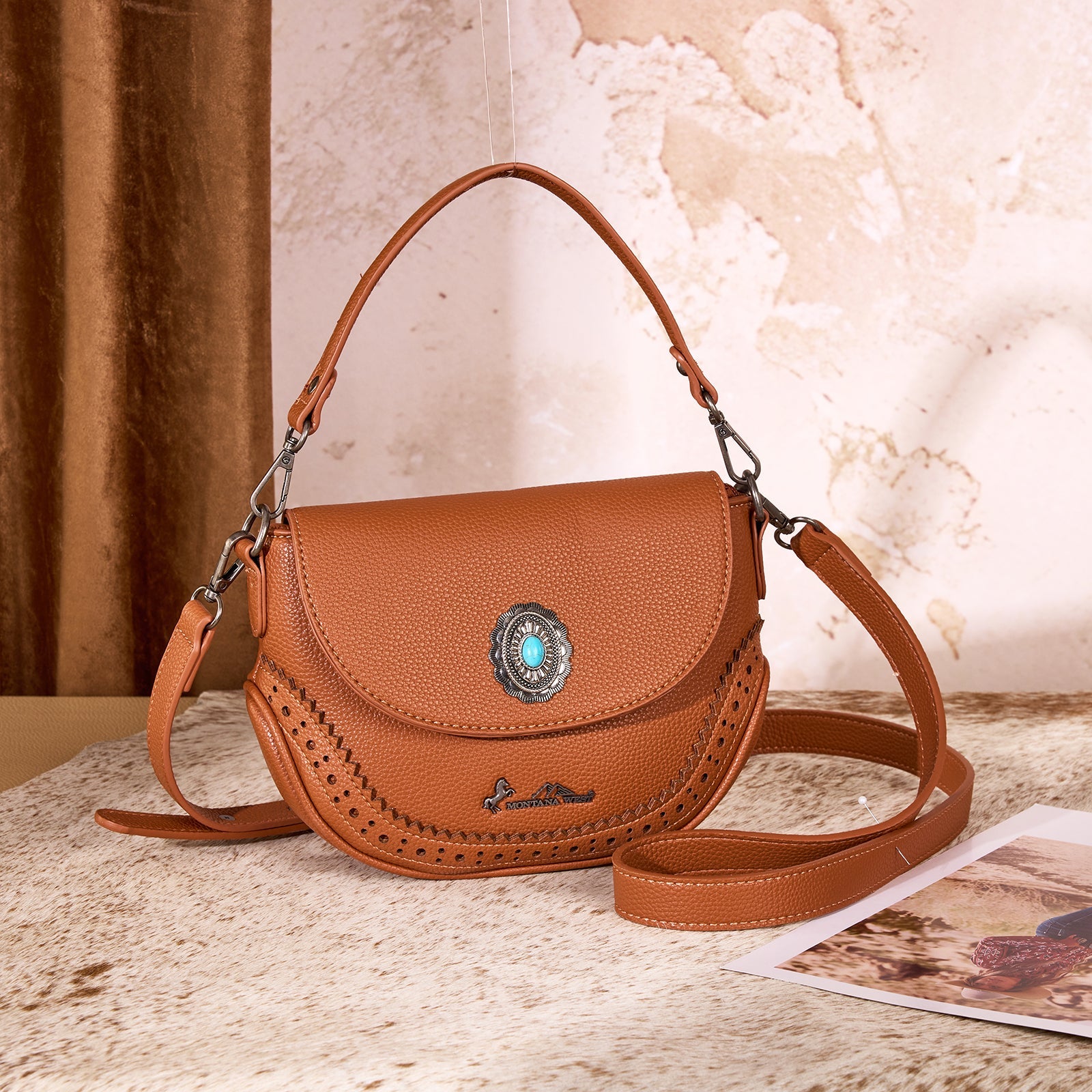 Montana West Turquoise Concho Saddle Crossbody