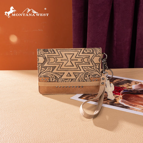 Montana West Tooled Aztec Collection Wrap Wallet