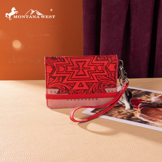 Montana West Tooled Aztec Collection Wrap Wallet