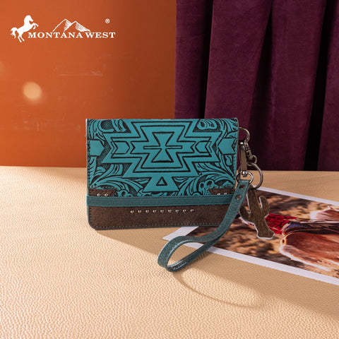 Montana West Tooled Aztec Collection Wrap Wallet