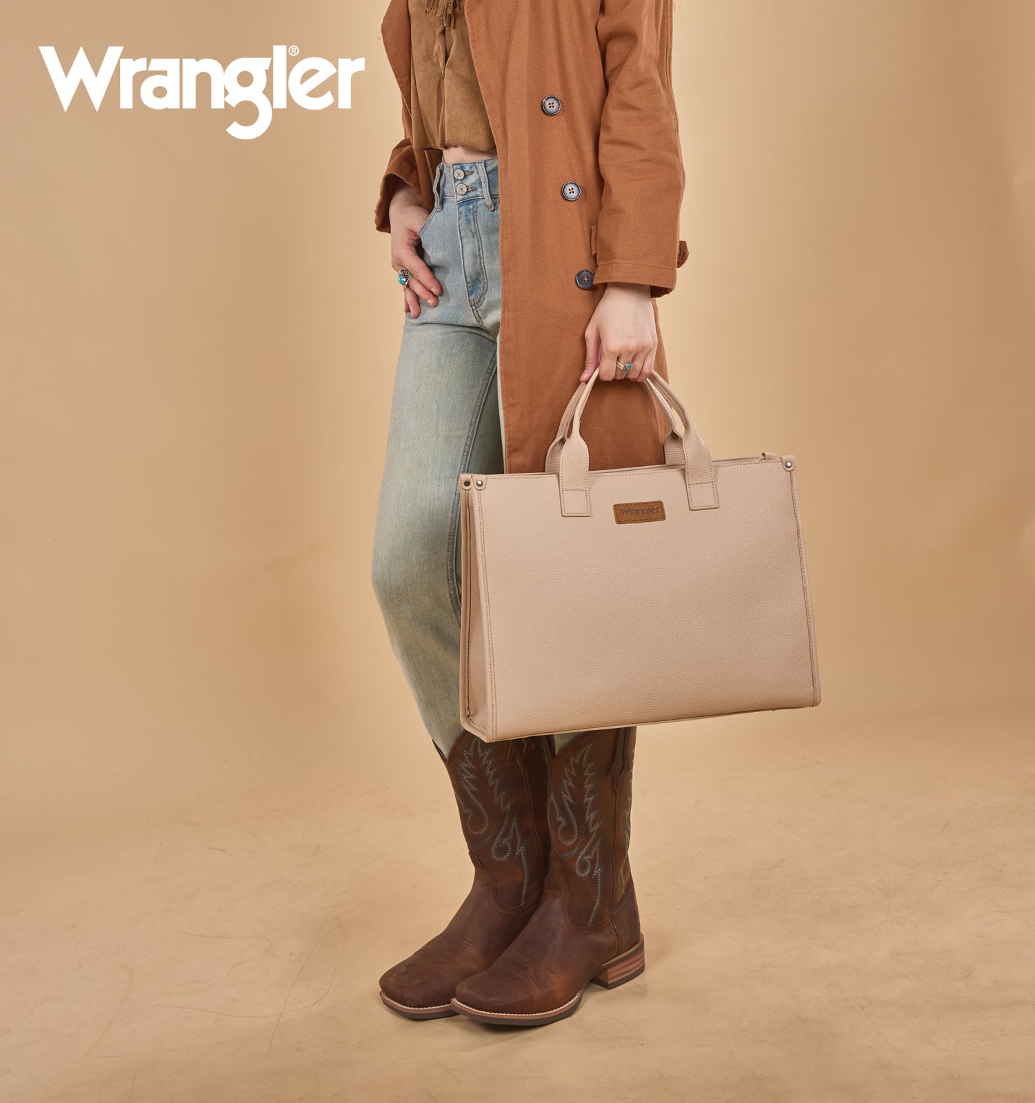 Wrangler Structured Work Tote/Large Carry-All Tote/Crossbody with Pouch