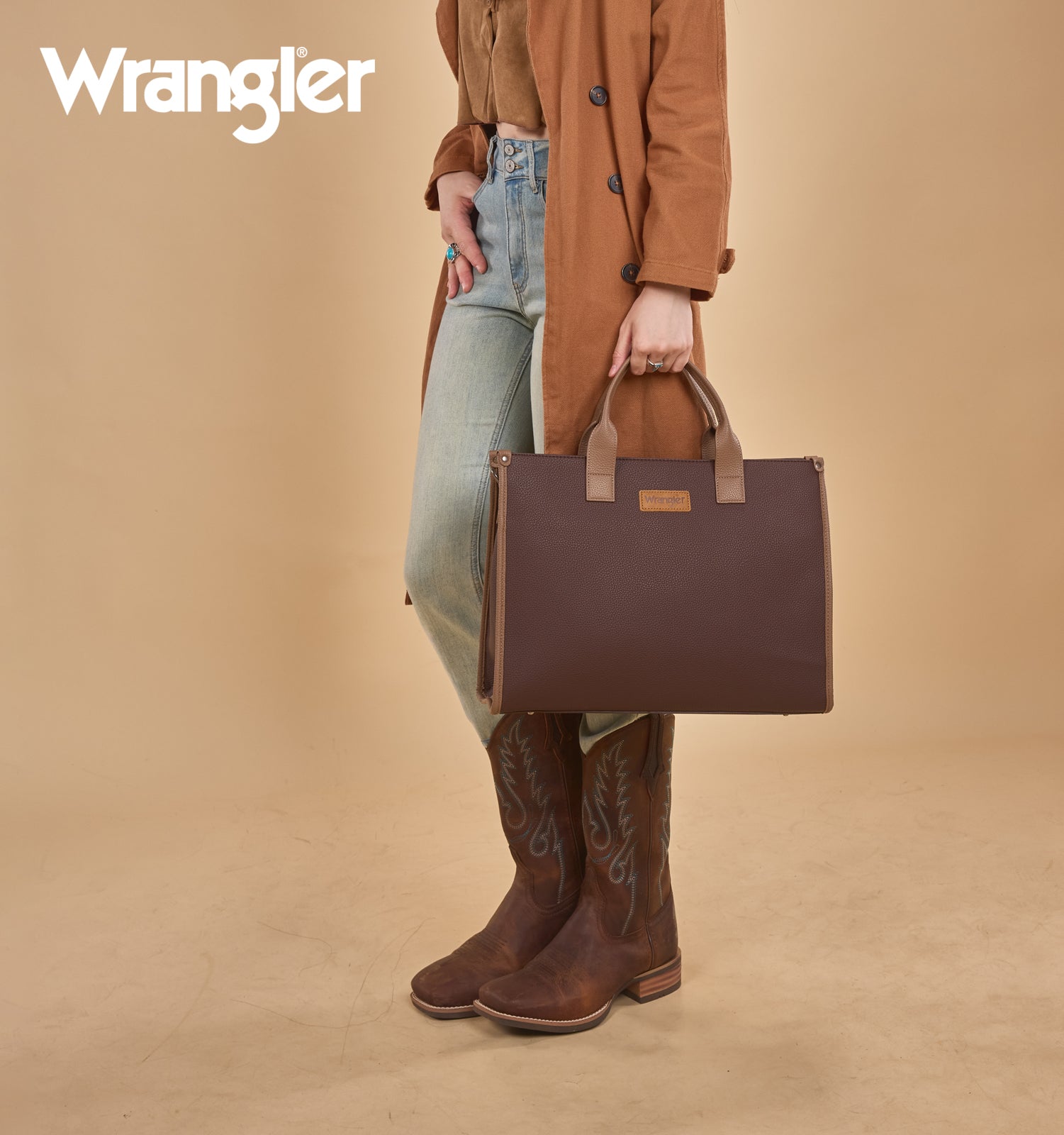 Wrangler Structured Work Tote/Large Carry-All Tote/Crossbody with Pouch