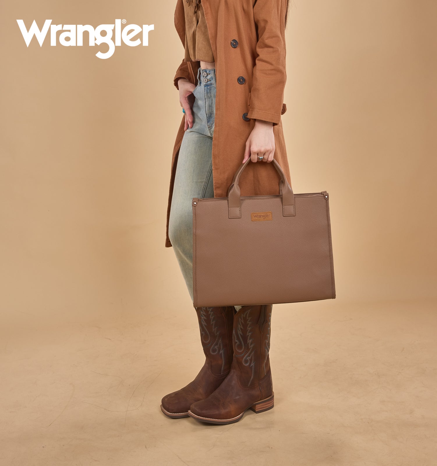 Wrangler Structured Work Tote/Large Carry-All Tote/Crossbody with Pouch
