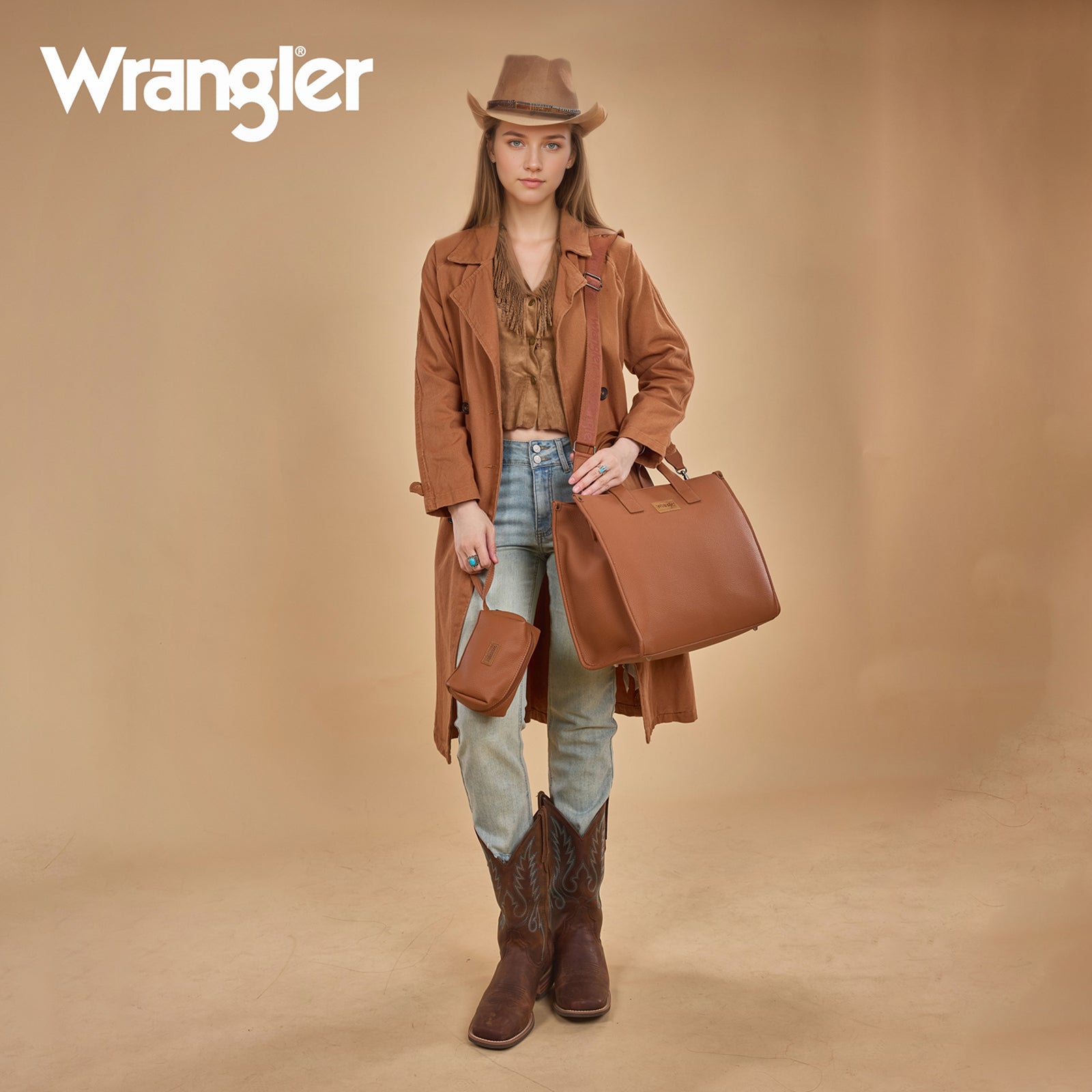 Wrangler Structured Work Tote/Large Carry-All Tote/Crossbody with Pouch