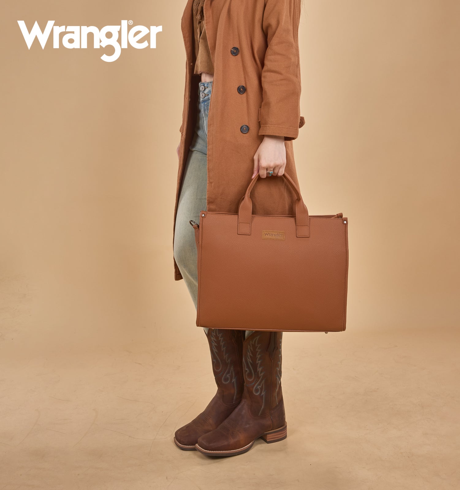 Wrangler Structured Work Tote/Large Carry-All Tote/Crossbody with Pouch