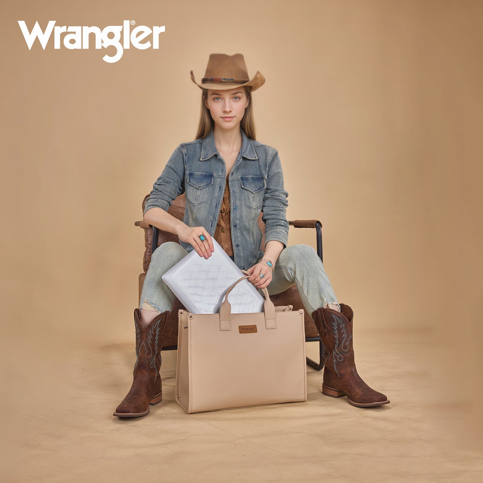 Wrangler Structured Work Tote/Large Carry-All Tote/Crossbody with Pouch