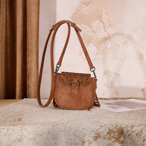 Montana West Embossed Fringe Mini Crossbody