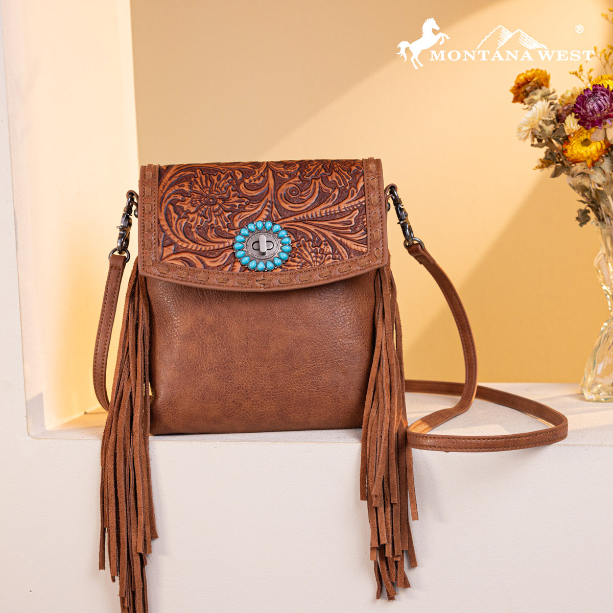 Montana West Tooled Concho Crossbody