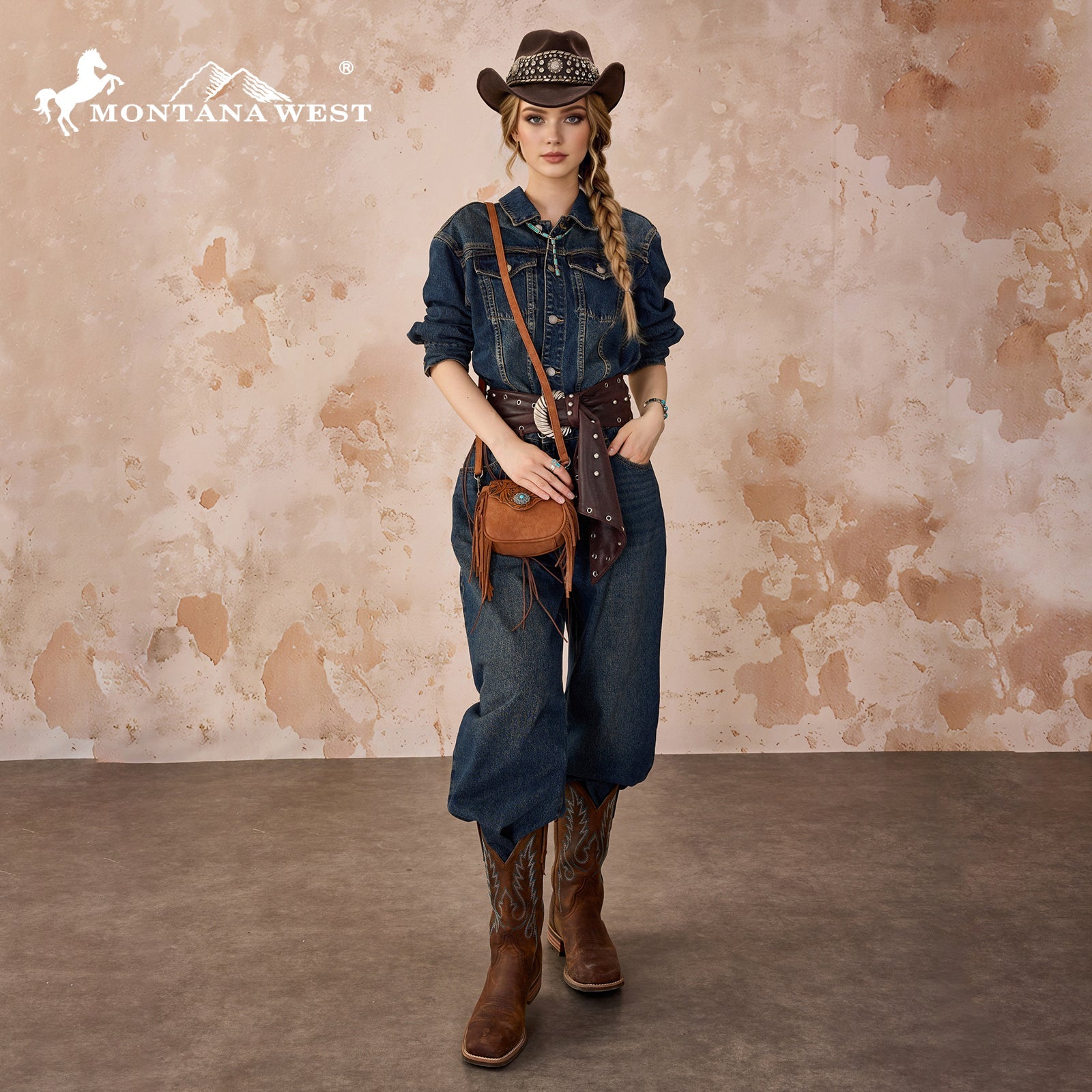 Montana West Embossed Fringe Mini Crossbody