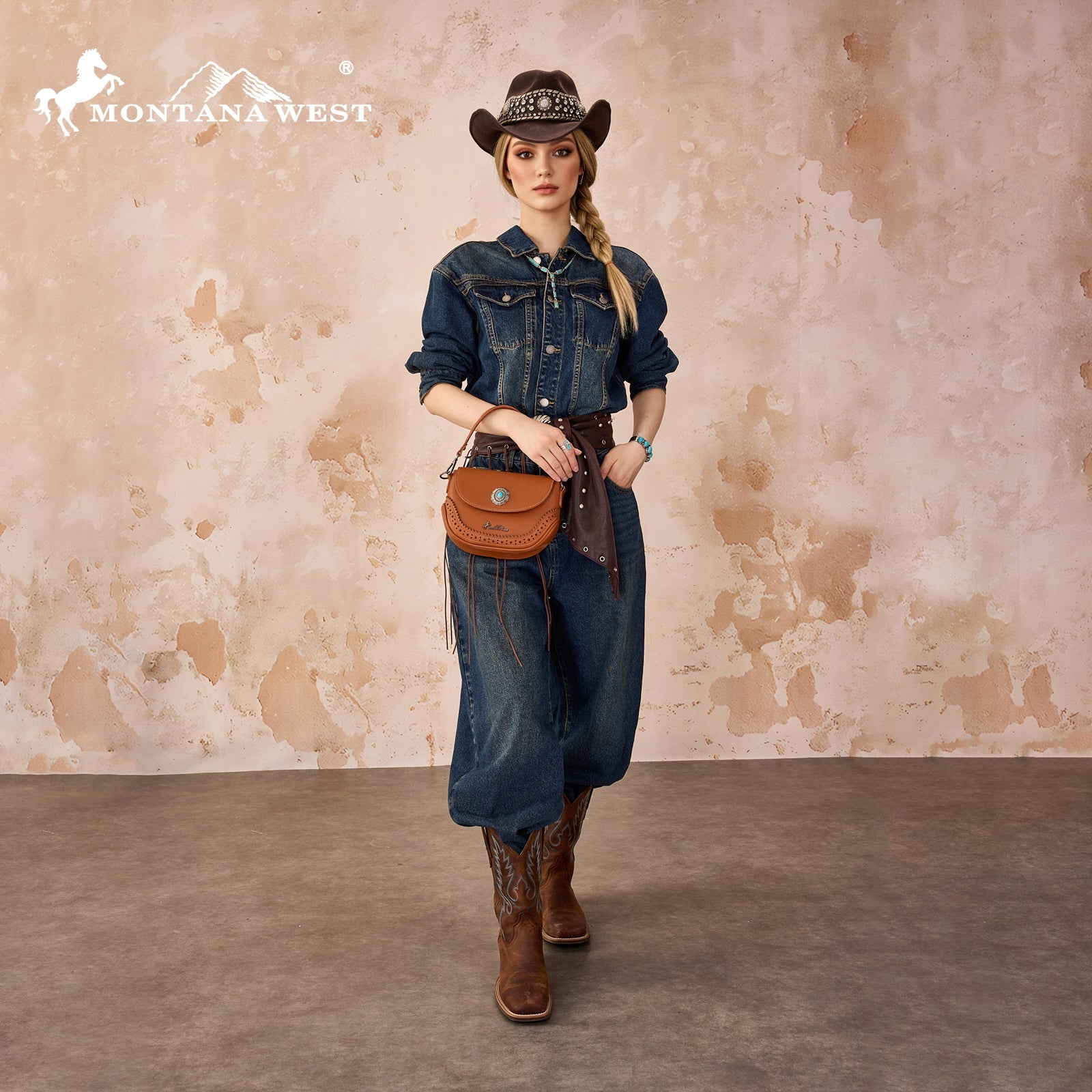 Montana West Turquoise Concho Saddle Crossbody