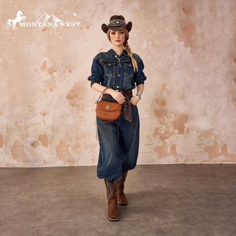 Montana West Turquoise Concho Saddle Crossbody