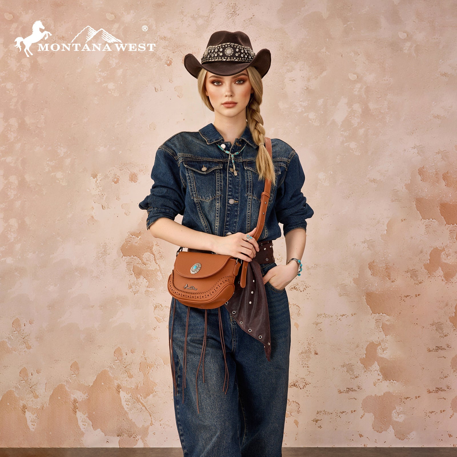 Montana West Turquoise Concho Saddle Crossbody