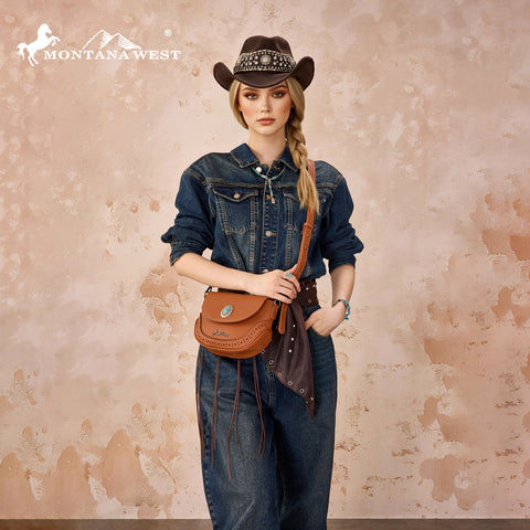 Montana West Turquoise Concho Saddle Crossbody