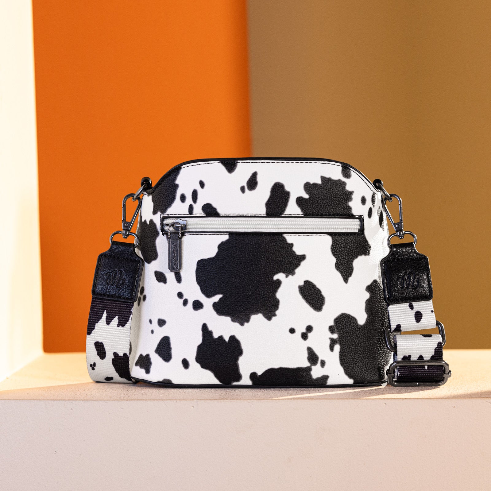 Wrangler Zippered Cow Print Crossbody Bag
