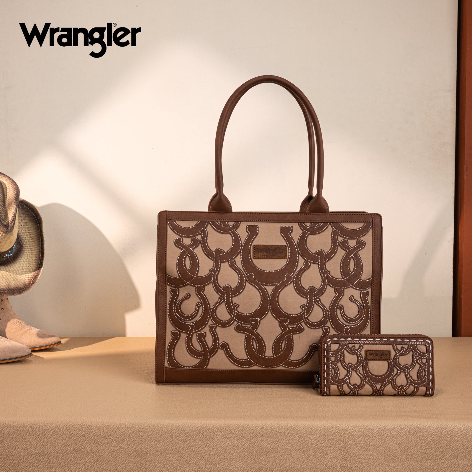 Wrangler Horseshoe Cutout Carry-All Large Tote Bag