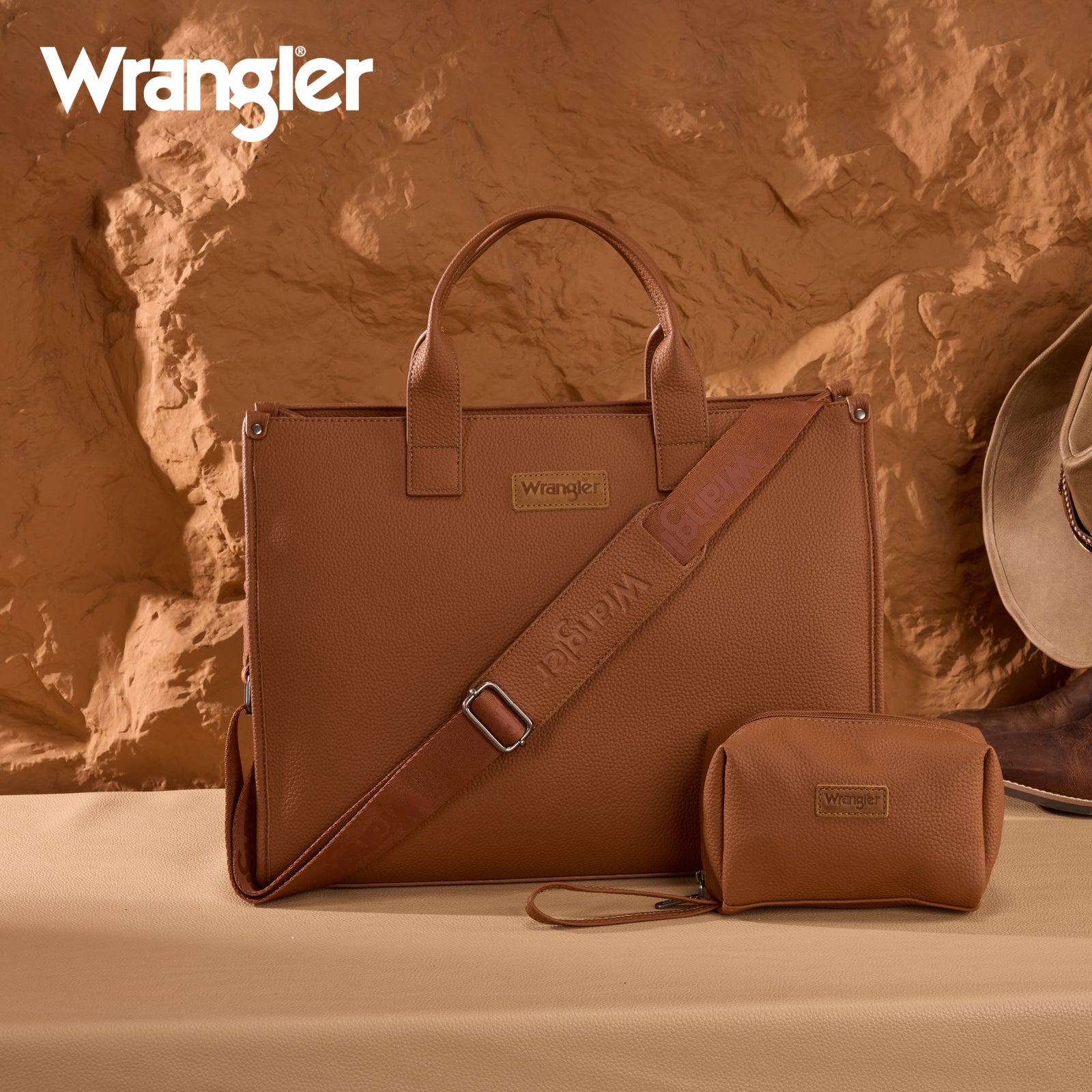 Wrangler Structured Work Tote/Large Carry-All Tote/Crossbody with Pouch
