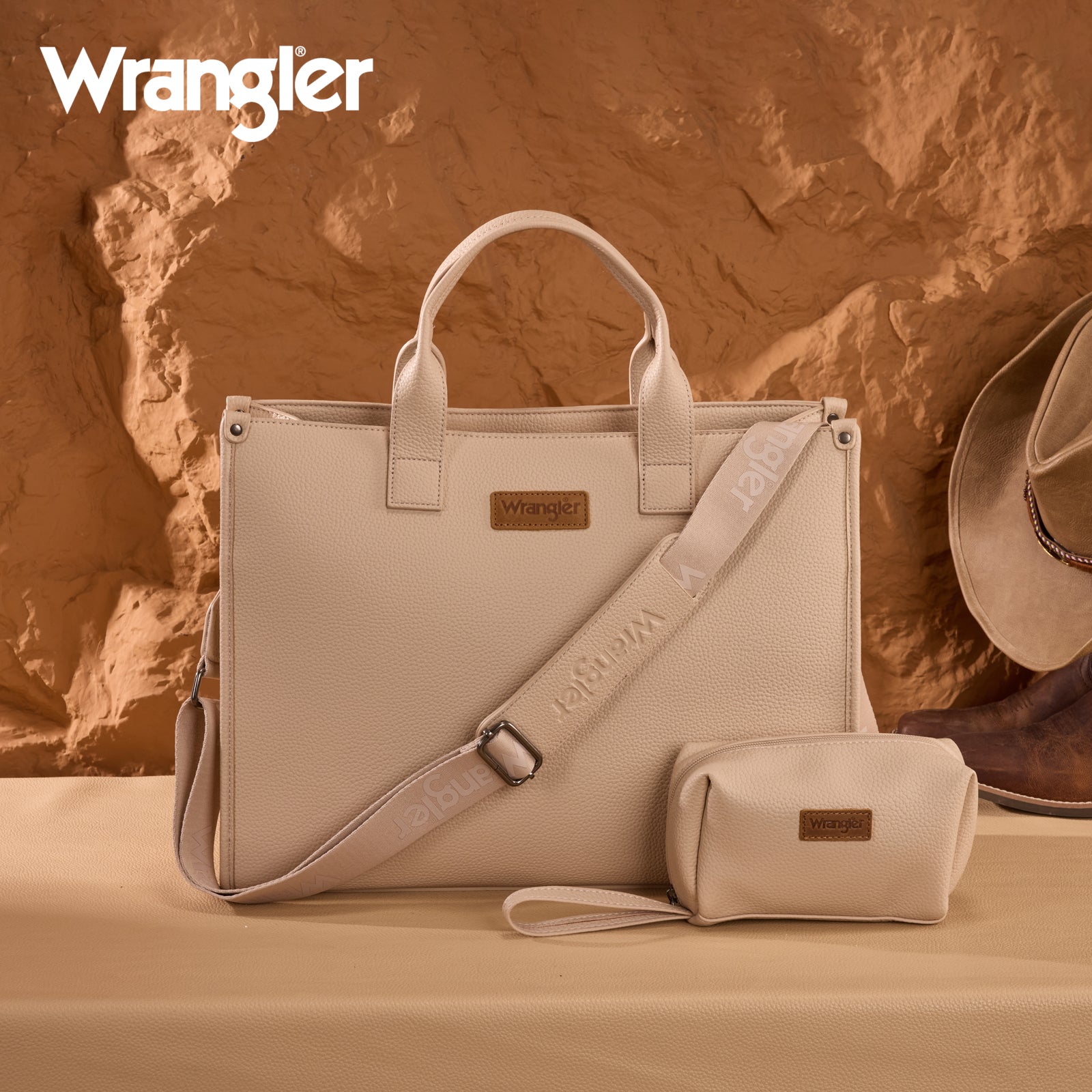 Wrangler Structured Work Tote/Large Carry-All Tote/Crossbody with Pouch