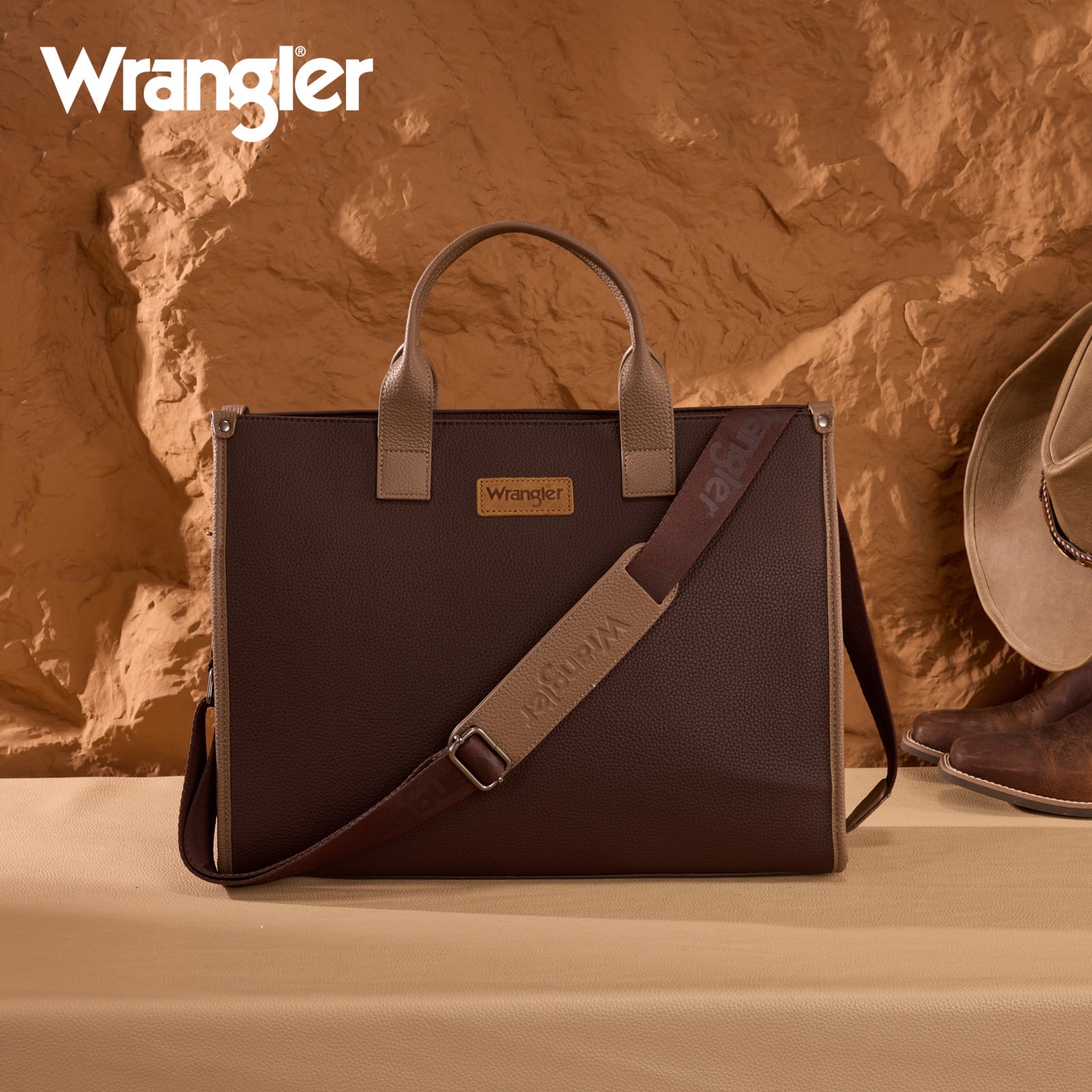 Wrangler Structured Work Tote/Large Carry-All Tote/Crossbody with Pouch