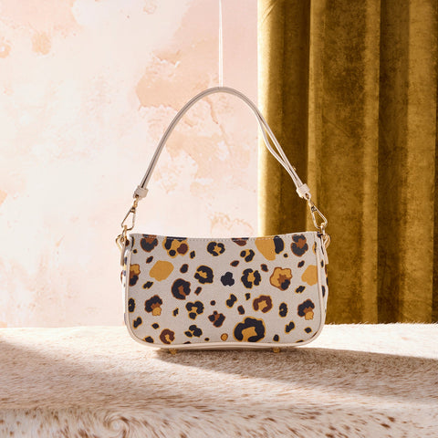 Wrangler Leopard Print Canvas Shoulder Bag with Chain Strap