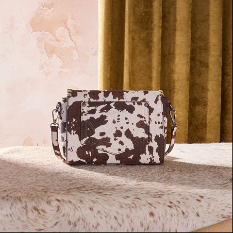Wrangler Cow Print Fringe Crossbody Bag