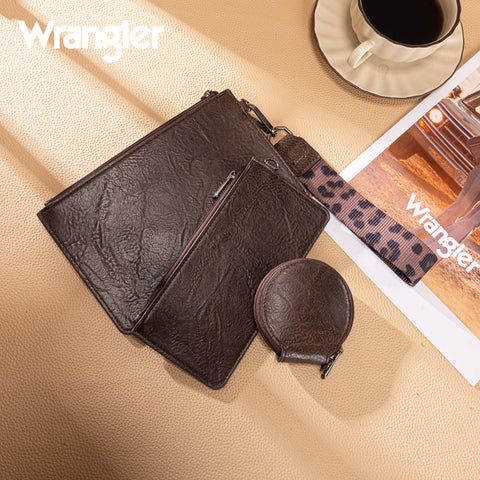 Wrangler Leopard Print Dual Pouch Wristlet with Zipper Round Case