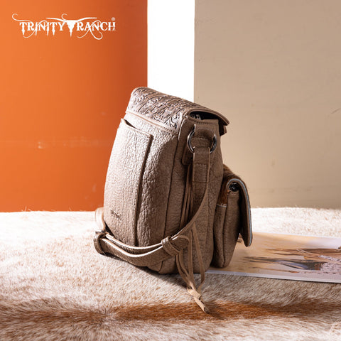Trinity Ranch Genuine Hair-On Cowhide Tooled Collection Crossbody