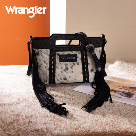Wrangler Genuine Cowhide Top Handle Fringe Crossbody