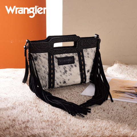 Wrangler Genuine Cowhide Top Handle Fringe Crossbody