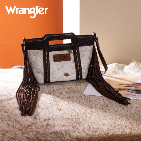 Wrangler Genuine Cowhide Top Handle Fringe Crossbody