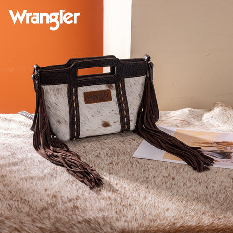 Wrangler Genuine Cowhide Top Handle Fringe Crossbody