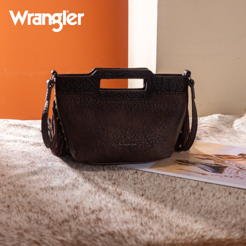 Wrangler Genuine Cowhide Top Handle Fringe Crossbody