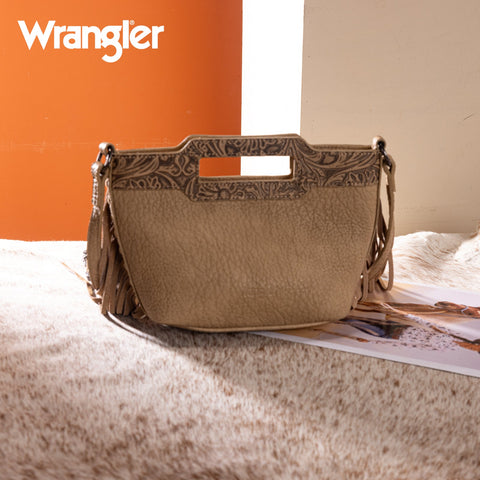Wrangler Genuine Cowhide Top Handle Fringe Crossbody
