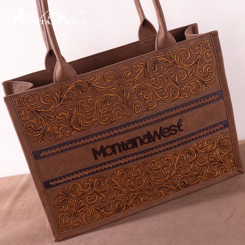 Montana West Pattern Embroidered Concealed Carry Tote