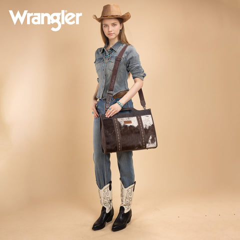 Wrangler Genuine Cowhide Carry-All Cowhide Large Tote/Crossbody