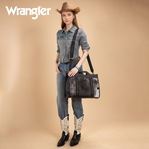Wrangler Genuine Cowhide Carry-All Cowhide Large Tote/Crossbody
