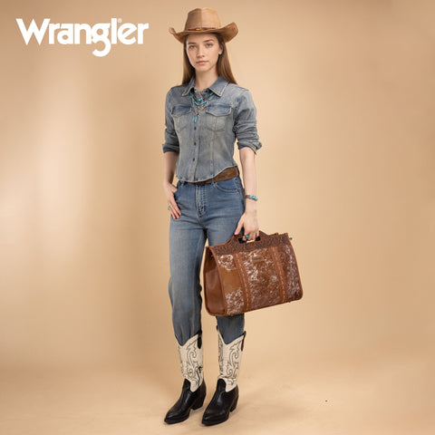 Wrangler Genuine Cowhide Carry-All Cowhide Large Tote/Crossbody