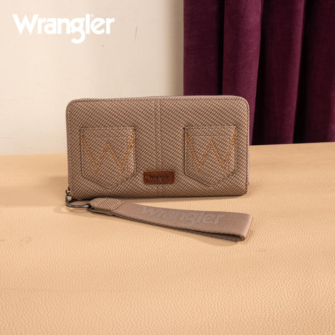 Wrangler Large Wristlet Wallet for Women with Distinctive 'W' Embroidery