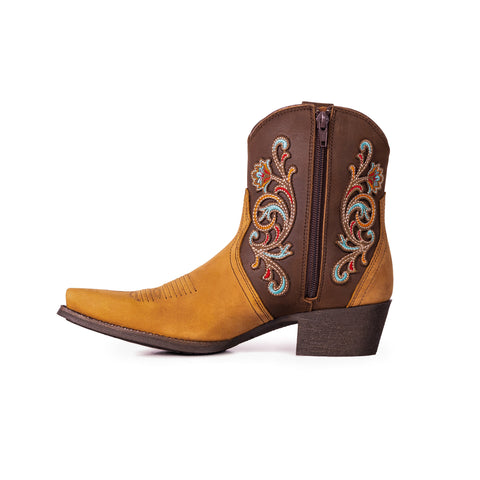 Montana West Women's Western Embroidered Cowgirl Boots - Full Grain Leather, Snip Toe
