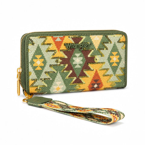 Wrangler Purse for Women Western Aztec Wallet with Sequin Detail Sparkly Underarm Purse