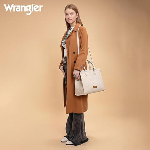 Wrangler Large Tote Bag for Women, Western Purse Work Shoulder Handbag with Crossbody Strap