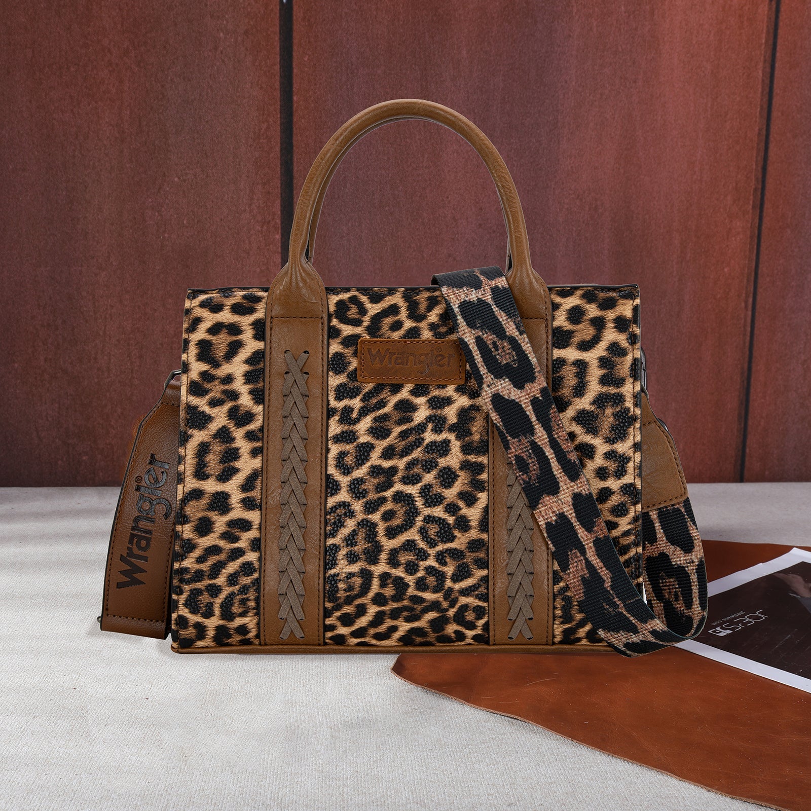 Wrangler Leopard Print Concealed Carry Tote/Crossbody -Leopard