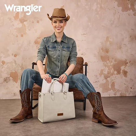 Wrangler Large Tote Bag for Women, Western Purse Work Shoulder Handbag with Crossbody Strap