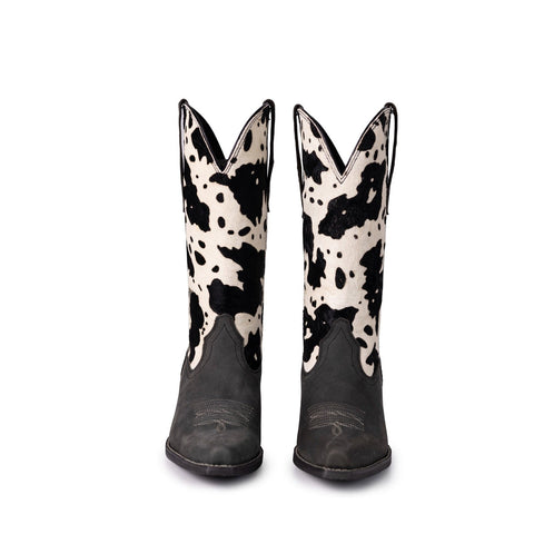 Montana West Women's Western Cow Print Cowgirl Boots - Full Grain Leather, Snip Toe