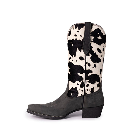 Montana West Women's Western Cow Print Cowgirl Boots - Full Grain Leather, Snip Toe