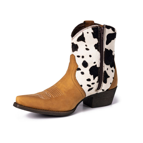 Montana West Women's Western Cow Print Cowgirl Boots - Full Grain Leather, Snip Toe